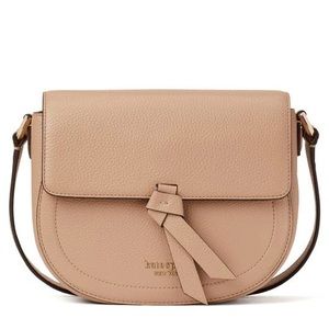 Kate Spade Knott Medium Leather Saddle Bag In Raw Pecan